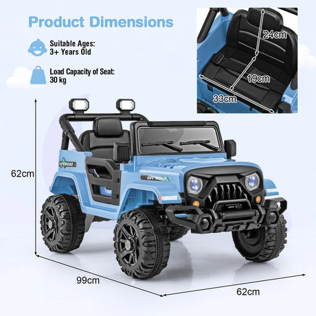 12V Kids Ride on Truck with Remote Control and 3 Speeds-Blue