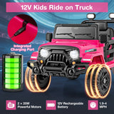 12V Kids Ride on Truck with Remote Control and 3 Speeds-Pink