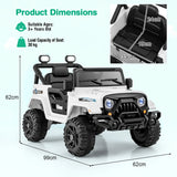 12V Kids Ride on Truck with Remote Control and 3 Speeds-White