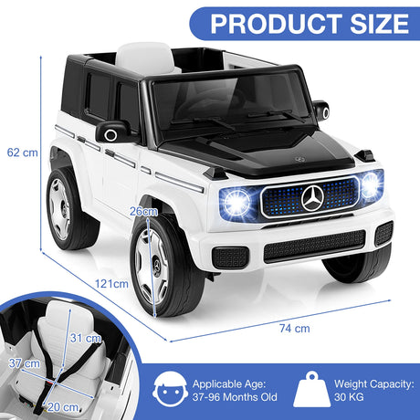 12V Licensed Mercedes-Benz EQG Kids Ride On Car-White