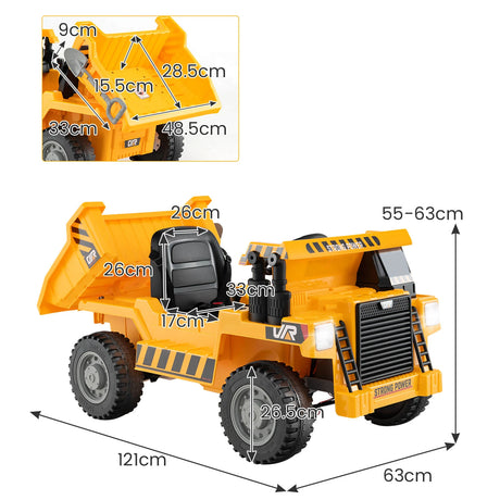 12V Kids Ride on Dump Truck with Electric Dump Bed-Yellow