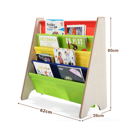 Children's Bookshelf with 4 Storage Compartments