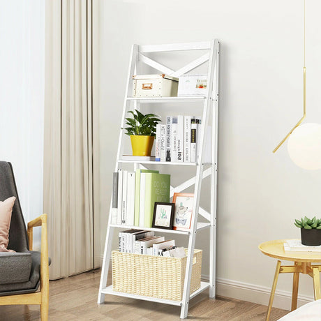 Modern 4-Tier Ladder with Storage Shelf for Home and Office