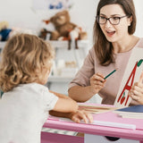 Children's Height Adjustable Tilting Drawing Table with Storage-Pink