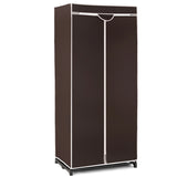 Single Canvas Wardrobe with Dust-proof Cover-Coffee