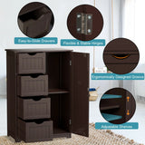 Freestanding Storage Cupboard with Adjustable Shelf and Drawers-Brown