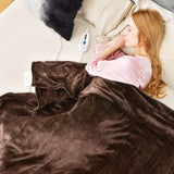 130 x 180 cm Electric Heated Blanket with 4 Heating Levels-Coffee