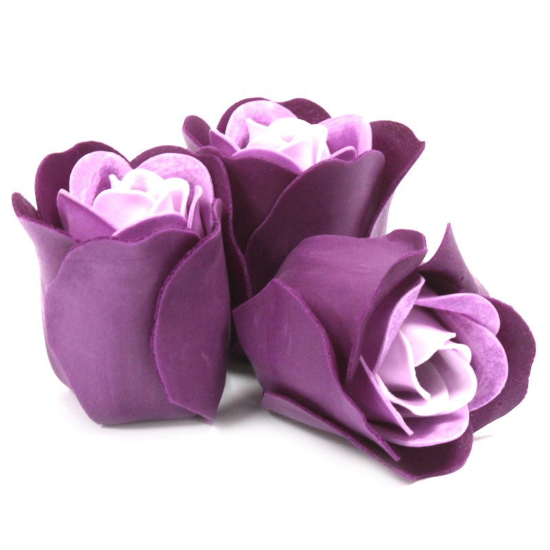 Set of 3 Soap Flower Heart Box - Lavender Roses