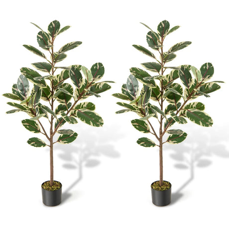 2 Pack 130cm Tall Artificial Bird of Paradise Plant with 46 Multi-colored PEVA Leaves-Green