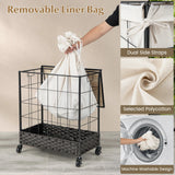 110L/130L Large Capacity Handwoven Rattan Laundry Basket with Lid and Lockable Wheels-L