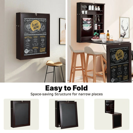Space Saver Convertible Wall Mounted Desk-Coffee