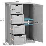 Bathroom cabinet with 4 drawers &amp; 1 magnetic door lock bathroom cabinet gray
