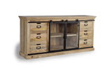 Giner and Colomer - Industrial Mango Wood & Metal Sideboard With 6 Drawers & 2 Sliding Doors