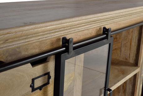 Giner and Colomer - Industrial Mango Wood & Metal Sideboard With 6 Drawers & 2 Sliding Doors