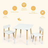 Kids Table and 2 Chairs Set with Pine Wood Legs for Playing & Learning & Eating