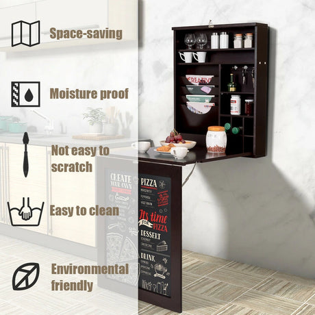 Space Saver Convertible Wall Mounted Desk-Coffee
