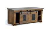 Giner and Colomer - Industrial Mango Wood TV Cabinet With 2 Sliding Doors & 1 Drawer