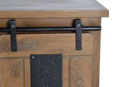 Giner and Colomer - Industrial Mango Wood TV Cabinet With 2 Sliding Doors & 1 Drawer