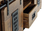 Giner and Colomer - Industrial Mango Wood TV Cabinet With 2 Sliding Doors & 1 Drawer
