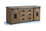 Giner and Colomer - Industrial Mango Wood Sideboard With 2 Sliding Doors & 6 Drawers