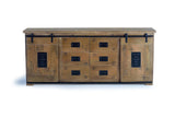 Giner and Colomer - Industrial Mango Wood Sideboard With 2 Sliding Doors & 6 Drawers
