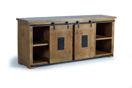 Giner and Colomer - Industrial Mango Wood Sideboard With 2 Sliding Doors & 6 Drawers