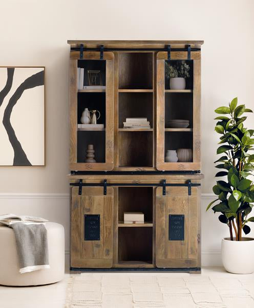 Giner and Colomer - Industrial Mango Wood Pantry With 4 Sliding Doors