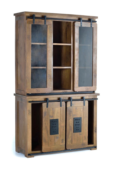 Giner and Colomer - Industrial Mango Wood Pantry With 4 Sliding Doors