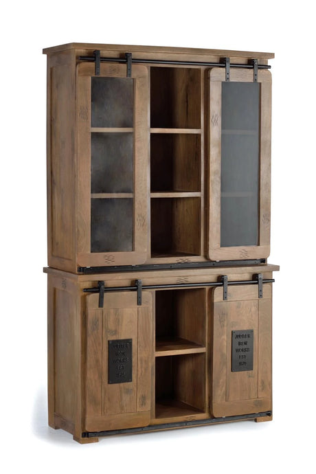 Giner and Colomer - Industrial Mango Wood Pantry With 4 Sliding Doors