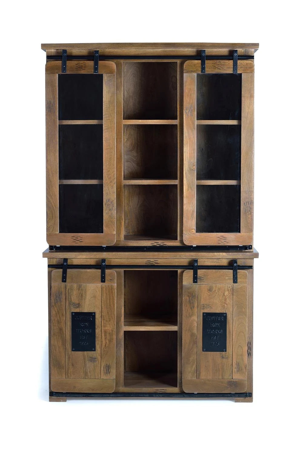 Giner and Colomer - Industrial Mango Wood Pantry With 4 Sliding Doors