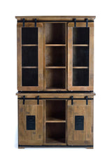 Giner and Colomer - Industrial Mango Wood Pantry With 4 Sliding Doors