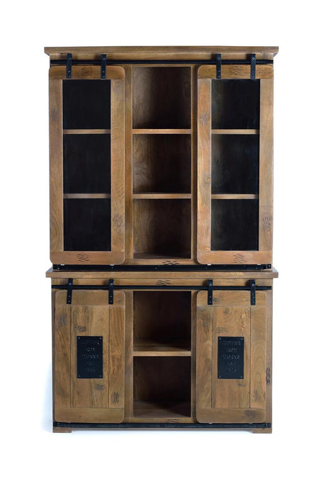 Giner and Colomer - Industrial Mango Wood Pantry With 4 Sliding Doors
