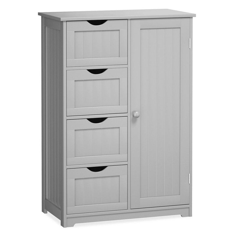 Bathroom cabinet with 4 drawers &amp; 1 magnetic door lock bathroom cabinet gray