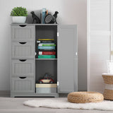 Bathroom cabinet with 4 drawers &amp; 1 magnetic door lock bathroom cabinet gray