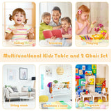 Kids Table and 2 Chairs Set with Pine Wood Legs for Playing & Learning & Eating