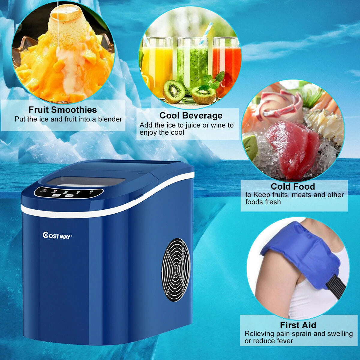 2.2ltr Automatic Electric Ice Cube Maker-Blue