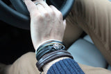 Mens Bracelet Sets - Green & Natural (asst)