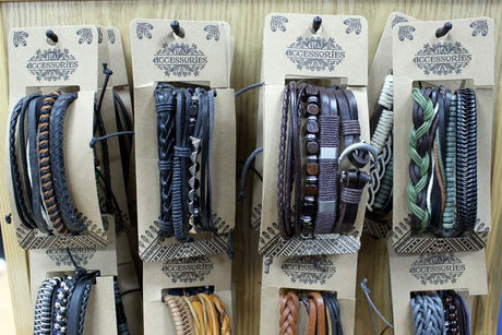 Mens Bracelet Sets - Metal & Leather (asst)