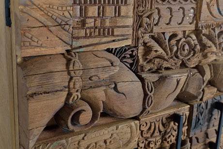 Giner and Colomer - 2-Door Mango Wood Sideboard With Recovered Wood Door Details