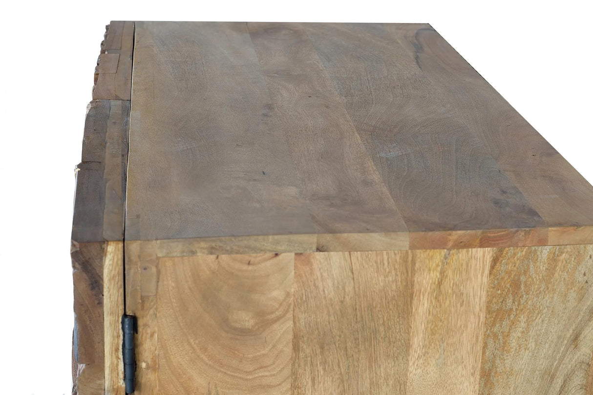 Giner and Colomer - 2-Door Mango Wood Sideboard With Recovered Wood Door Details