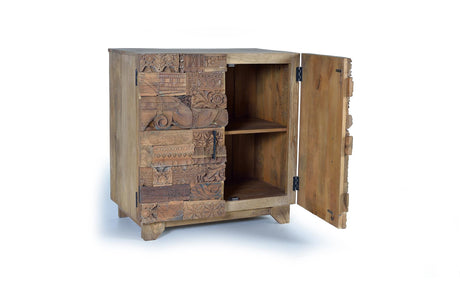 Giner and Colomer - 2-Door Mango Wood Sideboard With Recovered Wood Door Details