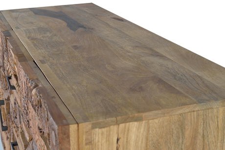 Giner and Colomer - Mango Wood Sideboard With 2 Doors, 3 Drawers & Recovered Wood Details