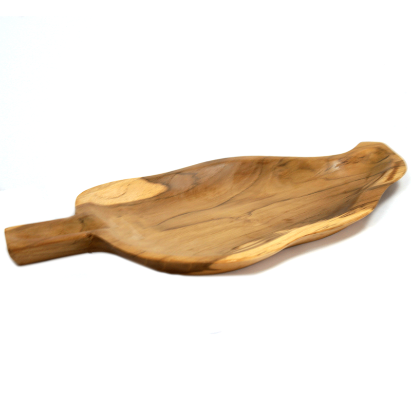 Teak Leaf Shaped Bowl - aprox 32cm