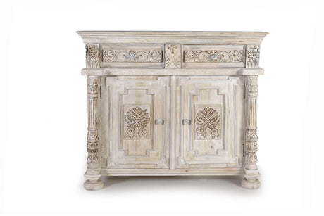 Giner and Colomer - Mango Wood Sideboard With 2 Doors & 2 Drawers, Hand-Carved