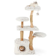 135cm Cat Tree Wooden Cat Tree with Cat Cave Plush Seat Platform &amp; Ball White