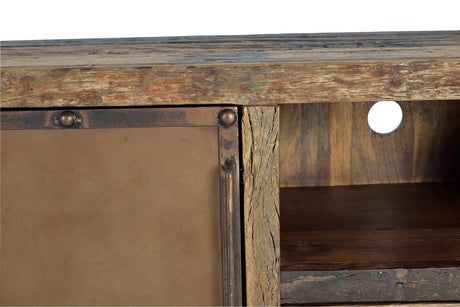 Giner and Colomer - Recovered Railway Sleeper Wood TV Cabinet With 1 Drawer & 2 Metal Doors