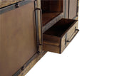 Giner and Colomer - Recovered Railway Sleeper Wood TV Cabinet With 1 Drawer & 2 Metal Doors