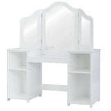 Kids Tri Folding Mirror Makeup Dressing Vanity Table Set-White