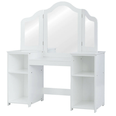 Kids Tri Folding Mirror Makeup Dressing Vanity Table Set-White