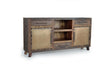 Giner and Colomer - Recovered Railway Sleeper Wood Sideboard With 3 Drawers & 2 Metal Doors